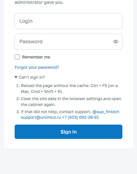 Can’t sign in? hint
