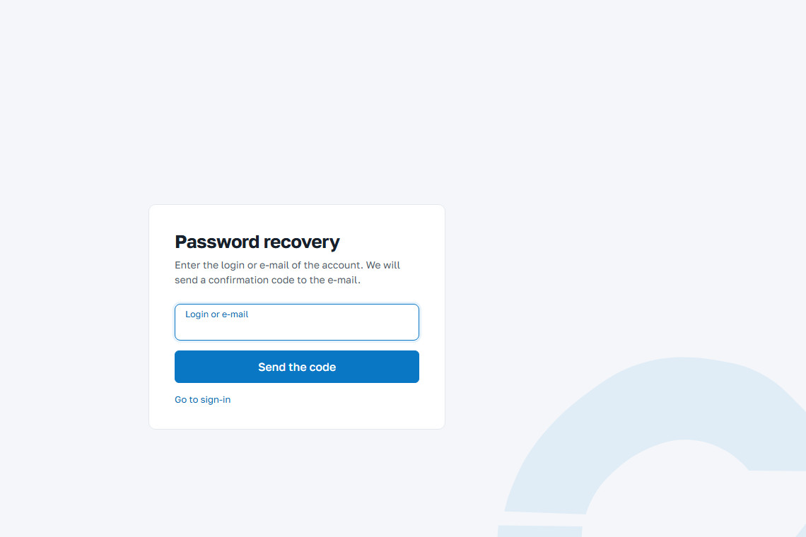Password recovery, first step