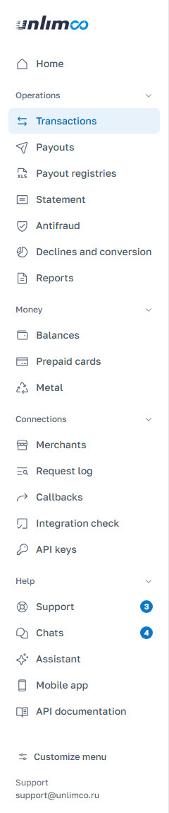 Left menu