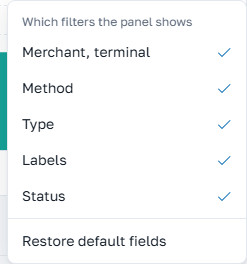 Filter fields window