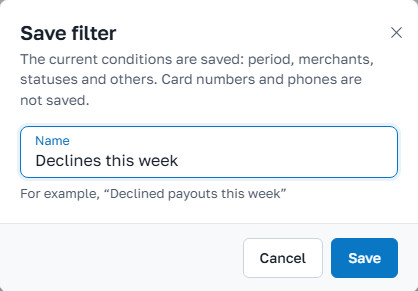 Saving a filter under a name