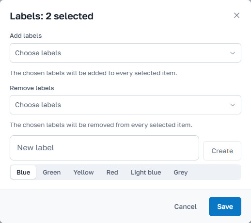Choosing labels for several operations